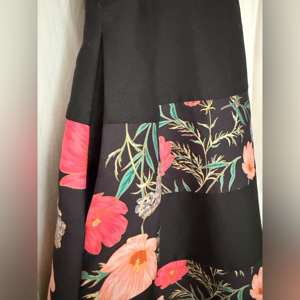 Kate Spade New York Blossom Mikado Midi Dress Striped Floral Print- Black - Sz 2 - Picture 6 of 12